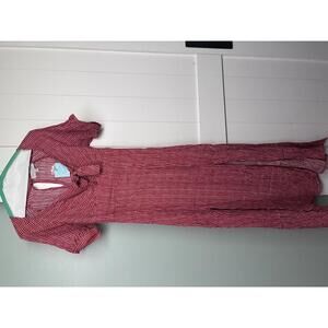 NWT Hayden Red Striped Summer Midi Dress with Tie Front and Keyhole Back Sz M